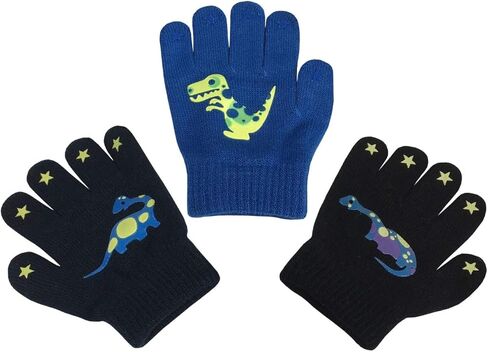 N'Ice Caps Kids Magic Stretch Gloves Mitten 3 Pairs Toddler Winter | Stretchy 5% Elastic Material for Boys and Girls Easy-On Fit, 95% Acrylic Fabric Provides Warmth in Cold Weather and Snow-Play in Saudi Arabia