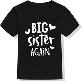 Baby Girls Sister T Shirt Sibling Matching Outfit Big Sister Again Finally Tees Tops Infant New Little Sister Bodysuit