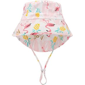 Baby Boys Girls Sun Hat Toddler Adjustable Summer UPF 50+ Sun Protection Beach Flap Hat with Wide Brim