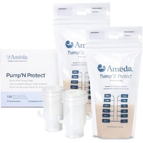 Ameda Pump'N Protect Breastmilk Storage Bag 6oz, 100pc, Baby Essentials, Breastfeeding Supplies, Resealable Breast Milk Storage Bags for Refrigerator or Freezer, BPA Free in Saudi Arabia