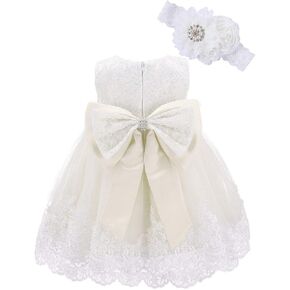 Bow Dream Baby Flower Girl Dresses Lace Bowknot Wedding Pageant Formal Tutu Gown