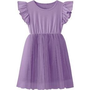 Girls Tutu Tulle Ruffle Sleeve Party Dress in Saudi Arabia