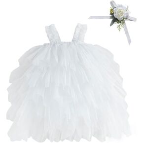 فساتين CHENBAO غير النظامية لفتاة الزهور من التل للأطفال الصغار فستان زفاف منتفخ لأعياد الميلاد فستان صيفي بحزام سباغيتي in Kuwait