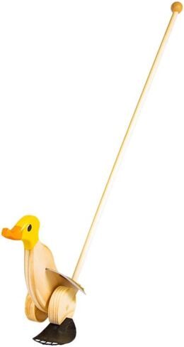 Wooden Push Toy Duck (Yellow) - 18 Months to 3 Years Old - Walking Toddler Toys Preschool Learning Activities Walking Baby Toys Learning Toys for Toddlers Develops Motor Skills in Saudi Arabia