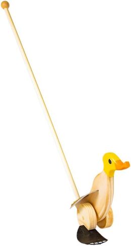 Wooden Push Toy Duck (Yellow) - 18 Months to 3 Years Old - Walking Toddler Toys Preschool Learning Activities Walking Baby Toys Learning Toys for Toddlers Develops Motor Skills in Saudi Arabia