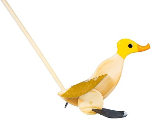 Wooden Push Toy Duck (Yellow) - 18 Months to 3 Years Old - Walking Toddler Toys Preschool Learning Activities Walking Baby Toys Learning Toys for Toddlers Develops Motor Skills in Saudi Arabia