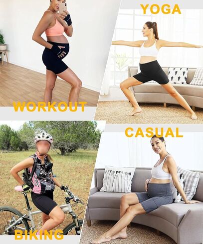سراويل قصيرة للنساء من GLAMIX للحمل مقاس 5 بوصات / 8 بوصات أثناء الحمل فوق البطن وتمارين اليوجا وسائقي الدراجات النارية in Saudi Arabia