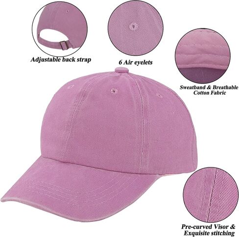 Kids-Washed-Baseball-Cap - Baby-Cotton-Sun-Hats for Children Fit for Boys Girls 2-7 Years in Saudi Arabia