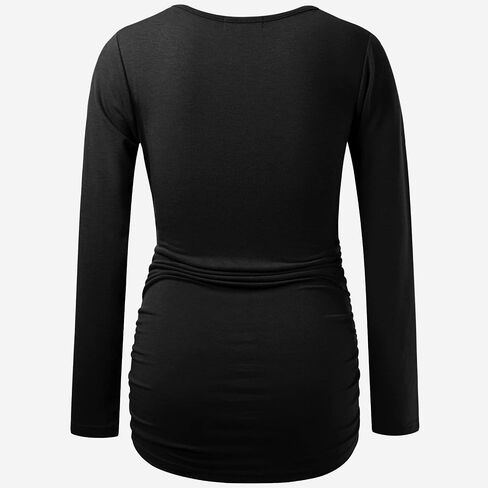 Maternity Shirt Long Sleeve Top Wrap V Neck Blouse Cross Over Nursing Tshirt in Kuwait