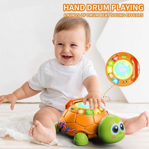 Letapapa Baby Toys 6 to 12 Months, Tummy Time Toy for 12-18 Months, Musical Turtle Crawling Toys with Light & Sound, Birthday Gift Early Educational Toy for Baby Infant 6 7 8 9 10 Months 1 2 Year Old | Crawling Turtle Toys with Light & Sound for 12-18 Mon in Saudi Arabia