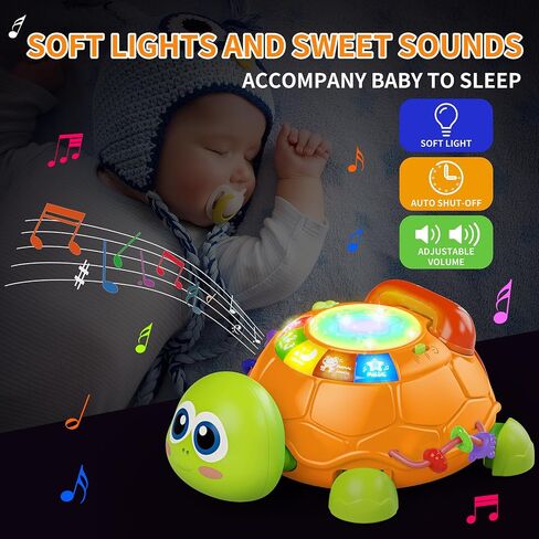 Letapapa Baby Toys 6 to 12 Months, Tummy Time Toy for 12-18 Months, Musical Turtle Crawling Toys with Light & Sound, Birthday Gift Early Educational Toy for Baby Infant 6 7 8 9 10 Months 1 2 Year Old | Crawling Turtle Toys with Light & Sound for 12-18 Mon in Saudi Arabia