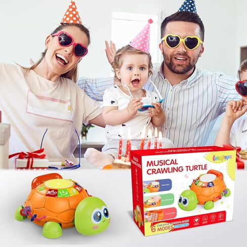 Letapapa Baby Toys 6 to 12 Months, Tummy Time Toy for 12-18 Months, Musical Turtle Crawling Toys with Light & Sound, Birthday Gift Early Educational Toy for Baby Infant 6 7 8 9 10 Months 1 2 Year Old | Crawling Turtle Toys with Light & Sound for 12-18 Mon in Saudi Arabia