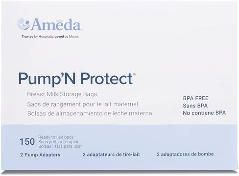 Ameda Pump'N Protect Breastmilk Storage Bag 6oz, 100pc, Baby Essentials, Breastfeeding Supplies, Resealable Breast Milk Storage Bags for Refrigerator or Freezer, BPA Free in Saudi Arabia