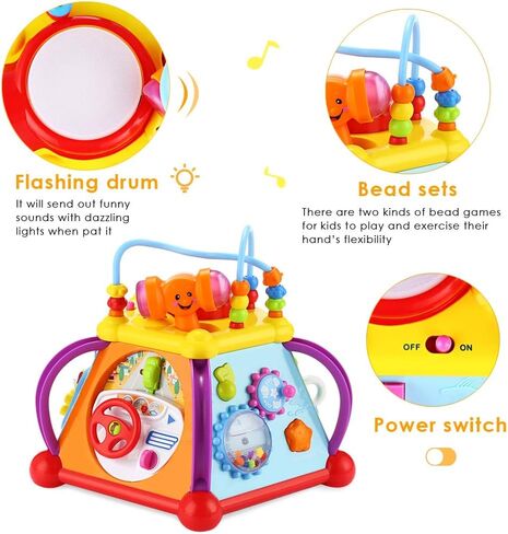 متاهة الخرز مكعب الأنشطة التعليمي من آي كيو تويز، فارز الأشكال مع أضواء وأصوات، 15 نشاطًا تنمويًا لبناء المهارات للعب للأطفال الصغار من البنات والأولاد in Kuwait