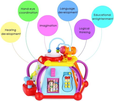 متاهة الخرز مكعب الأنشطة التعليمي من آي كيو تويز، فارز الأشكال مع أضواء وأصوات، 15 نشاطًا تنمويًا لبناء المهارات للعب للأطفال الصغار من البنات والأولاد in Kuwait