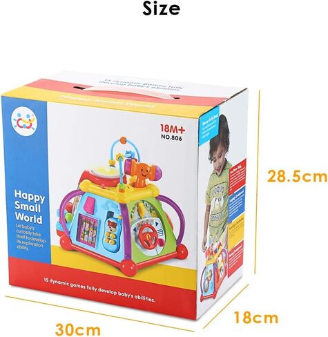 متاهة الخرز مكعب الأنشطة التعليمي من آي كيو تويز، فارز الأشكال مع أضواء وأصوات، 15 نشاطًا تنمويًا لبناء المهارات للعب للأطفال الصغار من البنات والأولاد in Kuwait