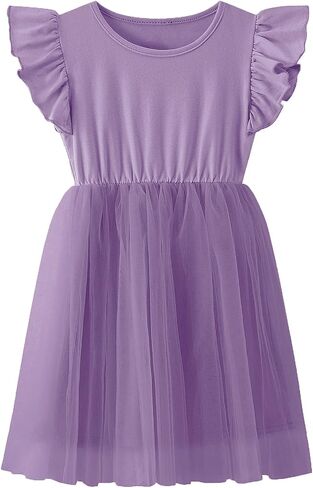 Girls Tutu Tulle Ruffle Sleeve Party Dress in Saudi Arabia