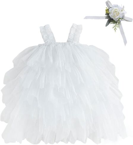 فساتين CHENBAO غير النظامية لفتاة الزهور من التل للأطفال الصغار فستان زفاف منتفخ لأعياد الميلاد فستان صيفي بحزام سباغيتي in Kuwait