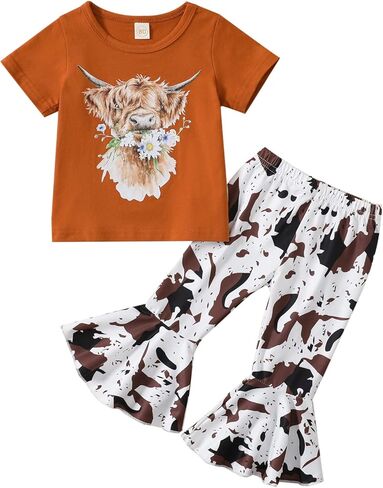 مجموعة ملابس Jeinxcn للأطفال الصغار والبنات بأكمام طويلة وبلوفر وبنطلون متوهج بالورود in Kuwait