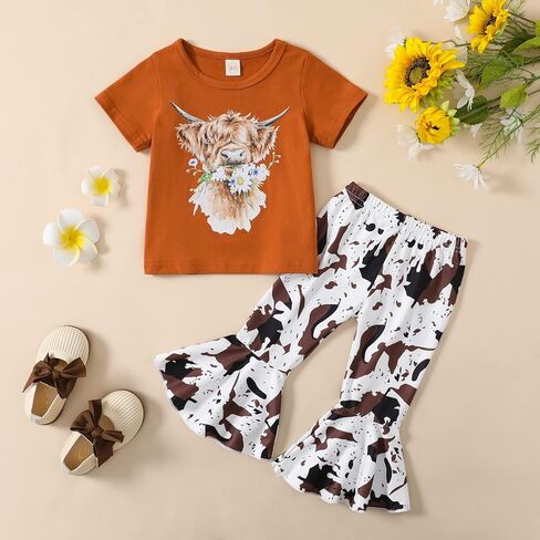 مجموعة ملابس Jeinxcn للأطفال الصغار والبنات بأكمام طويلة وبلوفر وبنطلون متوهج بالورود in Kuwait