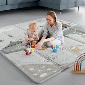 Fodoss Baby Play Mat, 47x47inch Play Mat, 0.4 in Thick Waterproof Playmat for Babies, Foldable Play Mat for Small Baby Playpen, Small Spaces