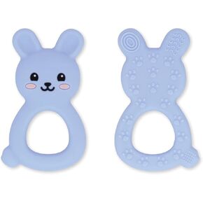 Baby Teething Toys BPA-Free Cute Silicone Bunny Teethers-Easy to Hold Soft and Comfortable Help take The Stress Out of Teething,Perfect for Newborn Girls and Boys (Light Blue)