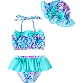 Baby Girl Summer Swimsuit with Hat Toddler Girls Bikini Sets Infant Bathing Suit Beach Outfits in Kuwait