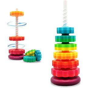لعبة LUCKFUTURE Baby Spin Stack، لعبة التراص الممتازة للأطفال، لعبة غزل الطفل، لعبة التراص للرضع والأطفال الصغار، ألعاب تعليمية للأطفال الصغار، دائرة قوس قزح دوارة، لعبة عجلة دوارة قوس قزح in Kuwait