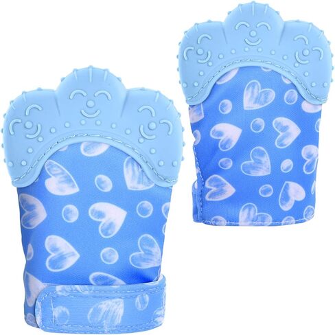 2Pack Silicone Teething Mitt, Soothing Infant Teething Mitten Pain Relief, Prevent Scratches Glove, Safe Silicone Teething Toys for 0-12 Months in Saudi Arabia