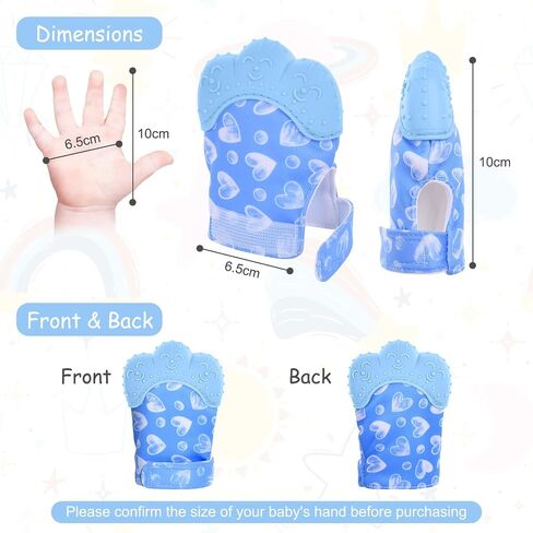 2Pack Silicone Teething Mitt, Soothing Infant Teething Mitten Pain Relief, Prevent Scratches Glove, Safe Silicone Teething Toys for 0-12 Months in Saudi Arabia