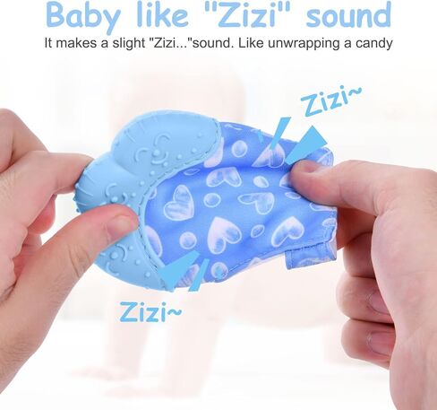 2Pack Silicone Teething Mitt, Soothing Infant Teething Mitten Pain Relief, Prevent Scratches Glove, Safe Silicone Teething Toys for 0-12 Months in Saudi Arabia