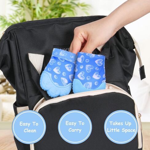 2Pack Silicone Teething Mitt, Soothing Infant Teething Mitten Pain Relief, Prevent Scratches Glove, Safe Silicone Teething Toys for 0-12 Months in Saudi Arabia