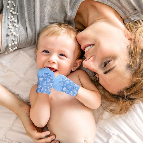 2Pack Silicone Teething Mitt, Soothing Infant Teething Mitten Pain Relief, Prevent Scratches Glove, Safe Silicone Teething Toys for 0-12 Months in Saudi Arabia