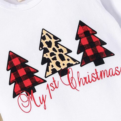 AMAWMW ملابس الكريسماس للفتيات حديثي الولادة، رومبير عيد الميلاد الأول، بنطال منقوش، عصابة رأس، مجموعة ملابس للفتيات الصغيرات in Kuwait