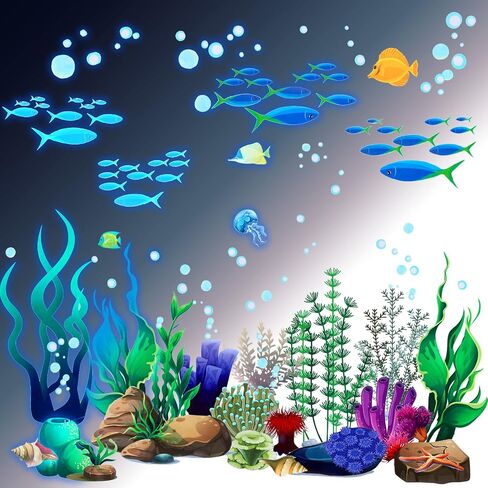 Zonon Under The Sea Wall Decals Coral Reef and Seaweed, Ocean Wall Decals Stickers, Undersea Decor Stickers, Underwater Sea Stickers for Nursery Living Room Office(Classic Style) in Saudi Arabia