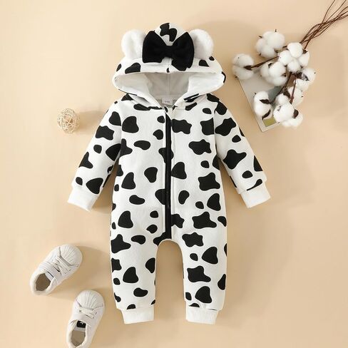 AMAWMW Newborn Baby Girl Winter Clothes Milk Cookies Hooded Jumpsuit Infant One Piece Romper Snowsuit Gifts Fall Outfit in Saudi Arabia