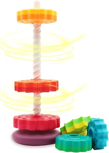 Spinning Stacking Toys, Educational Toddler Toys Stacking Rings Baby Toy, Montessori Toy for Girls and Boys, Spin Gears Toys Christmas Birthday Gift for 1-3 Year Old in Kuwait