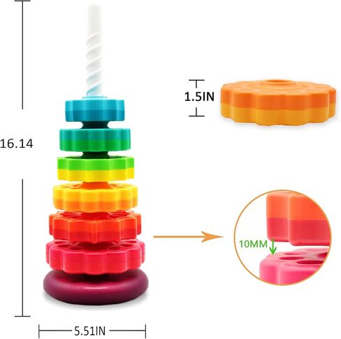 Spinning Stacking Toys, Educational Toddler Toys Stacking Rings Baby Toy, Montessori Toy for Girls and Boys, Spin Gears Toys Christmas Birthday Gift for 1-3 Year Old in Kuwait