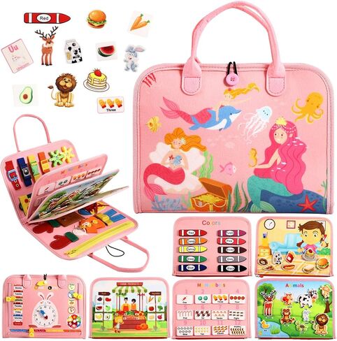 ألعاب MINIBEAR Busy Board Montessori لهدايا الأولاد والبنات من عمر 1 2 3 4 سنوات، ألعاب حسية للتوحد للأطفال الصغار ألعاب السفر التعليمية لأنشطة السيارات الطائرة ما قبل المدرسة تعلم المهارات الحركية الدقيقة in Kuwait