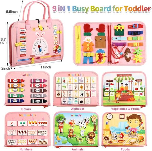 ألعاب MINIBEAR Busy Board Montessori لهدايا الأولاد والبنات من عمر 1 2 3 4 سنوات، ألعاب حسية للتوحد للأطفال الصغار ألعاب السفر التعليمية لأنشطة السيارات الطائرة ما قبل المدرسة تعلم المهارات الحركية الدقيقة in Kuwait