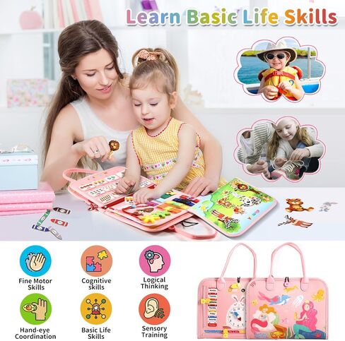 ألعاب MINIBEAR Busy Board Montessori لهدايا الأولاد والبنات من عمر 1 2 3 4 سنوات، ألعاب حسية للتوحد للأطفال الصغار ألعاب السفر التعليمية لأنشطة السيارات الطائرة ما قبل المدرسة تعلم المهارات الحركية الدقيقة in Kuwait