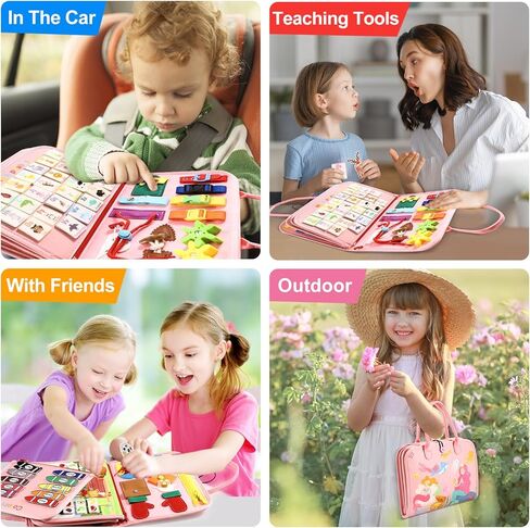ألعاب MINIBEAR Busy Board Montessori لهدايا الأولاد والبنات من عمر 1 2 3 4 سنوات، ألعاب حسية للتوحد للأطفال الصغار ألعاب السفر التعليمية لأنشطة السيارات الطائرة ما قبل المدرسة تعلم المهارات الحركية الدقيقة in Kuwait