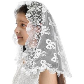 حجاب Mantveil الأول للفتيات: حجاب كنيسة مانتيلا من الدانتيل على شكل قوس لاتيني، غطاء رأس الكنيسة للمعمودية الكاثوليكية in Kuwait