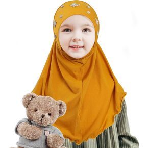 Little Girls Hijab Islamic Kids Hijab Headscarf Handmade Butterfly Rhinestone Muslim Hijab Cap for Girl (2-5year) in Saudi Arabia