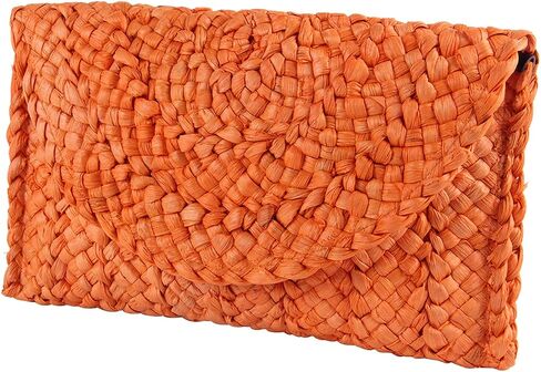 Freie Liebe Straw Clutch Purses للنساء حقائب الشاطئ الصيفية المغلف حقائب اليد المنسوجة in Kuwait