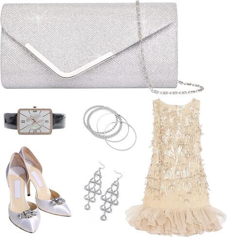 Larcenciel Clutch Purses for Women, Shiny Sequin Envelope Clutch Evening Bag with Chain, Fashion Sparkly Party Prom Purse in Saudi Arabia