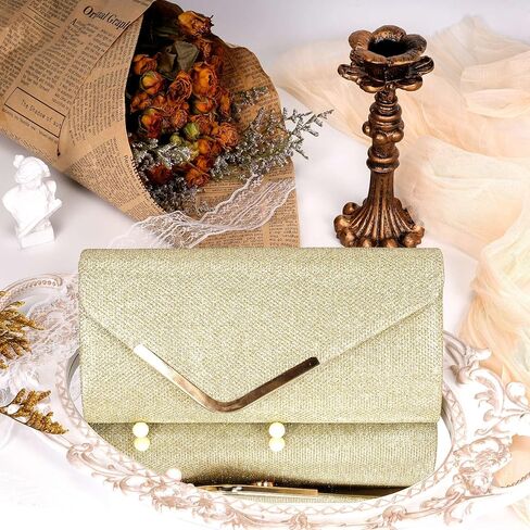 Larcenciel Clutch Purses for Women, Shiny Sequin Envelope Clutch Evening Bag with Chain, Fashion Sparkly Party Prom Purse in Saudi Arabia