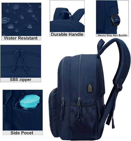 KEOFID Travel backpack for Men and Women, Anti Theft Laptop Backpack with USB Charging Port for Work, Large Bag for College, Carry-on Backpack with Luggage Strap, Water Resistent(Black) in Saudi Arabia