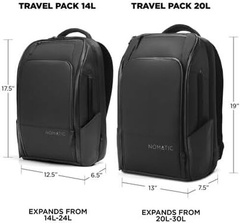 NOMATIC Travel Pack - Mens Travel Backpack - Expandable to 30L - Water Resistant Daypack - TSA-Ready - 16 Laptop in Kuwait