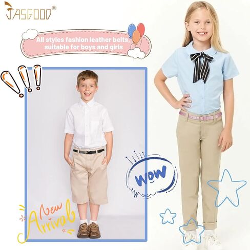 JASGOOD 4 Pack 3 Pack Kids Skinny Belts Glitter PU Leather Belt for Girls Colorful Girl Belt with Gold Buckle for Jeans Dress in Kuwait